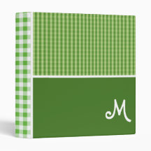 Green Checkered; Gingham Binders