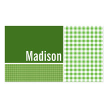 Green Checkered; Gingham Business Card Template