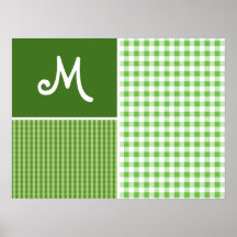 Green Checkered; Gingham Print