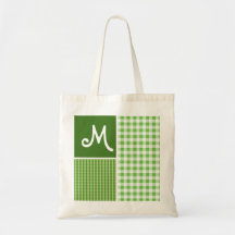 Green Checkered; Gingham Tote Bags