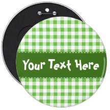 Green Checkered Pattern Pinback Buttons