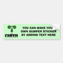 Green Cheerleading T-shirts and Gifts Bumper Stickers