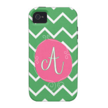 Green Chevron A Monogram Case 4 VIBE Case-Mate iPhone 4 Cover