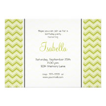 Green Chevron Birthday Invitation