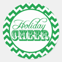 Green Chevron Holiday Cheer Sticker