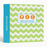 Green chevron modern utensils personalized recipe vinyl binder
