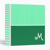 Green Chevron Pattern 3 Ring Binder