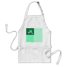 Green Chevron Pattern Apron