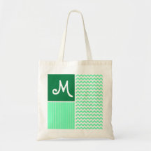 Green Chevron Pattern Canvas Bags