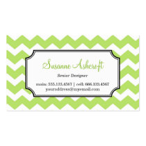 Green chevron zigzag pattern stylish personal business cards