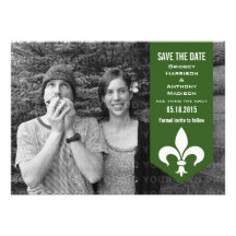 Green Chic Flourish Banner Save the Date Invite