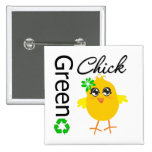 Green Chick Pinback Buttons