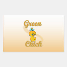 Green Chick Rectangle Stickers
