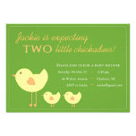 Green Chicks Twin Baby Shower Invitation