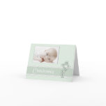 Green Christening Photo Invitation cards