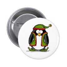 Green Christmas Elf Pinback Buttons