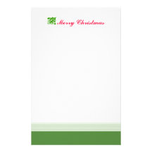 Green Christmas Holly Leaf Personalized Stationery