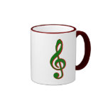 Green Christmas Treble Clef Mugs
