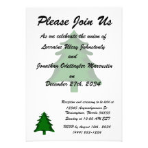 Green Christmas Tree Satin Edges Graphic Shape.png Personalized Invitations