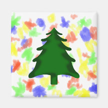 Green Christmas Tree Satin Edges Graphic Shape.png Magnet