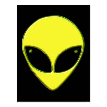 GREEN CHROME ALIEN HEAD POST CARDS