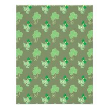 Green Clover Kitty Pattern Custom Announcements