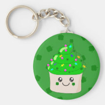 Green Clover St Patricks Day Cute Cupcake Keychains