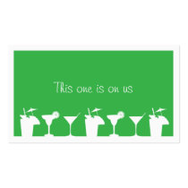 Green cocktail wedding event custom drink ticket business card