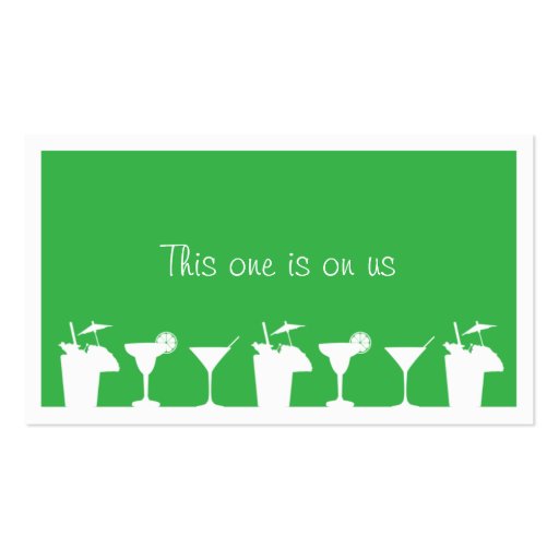 Green cocktail wedding event custom drink ticket business card