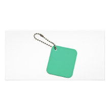 Green coloured tag with chain photo card