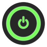 Green Computer Power Button Sticker