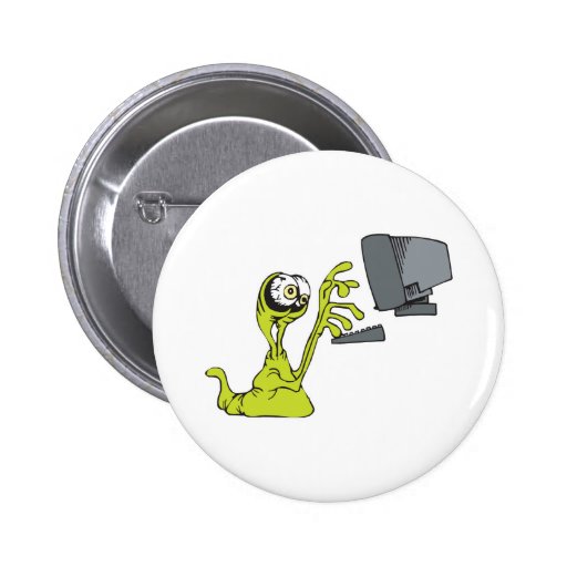 green computer typing alien monster blob