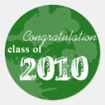 Green congratulation class of graduation gift tag round sticker