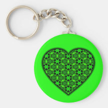Green Cosmic Burst Heart Keychain