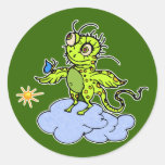 Green Creature and Butterfly Sticker
