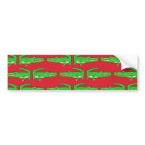 Green Crocodiles On Red Bumper Sticker