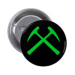 Green Crossed Rock Hammers Button