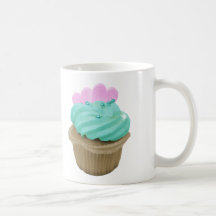 Green Cupcake with Pink Hearts Coffee Mug