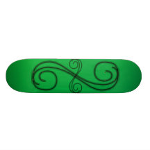 Green Curved Lines Skateboard