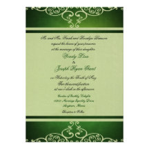 Green Custom Wedding Invitations