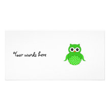 Green cute owl photo cards