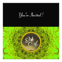 GREEN  DAHLIA, AGATA  ,bright green black yellow Custom Announcement