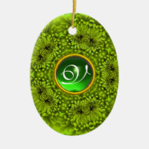 GREEN DAHLIA EMERALD MONOGRAM ORNAMENT