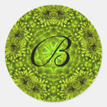 GREEN  DAHLIA MONOGRAM STICKERS