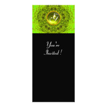GREEN DAHLIA, TOPAZ ,bright green black yellow Personalized Invitation