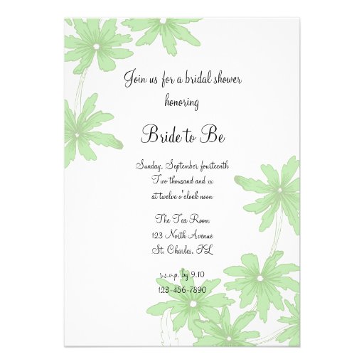 Green Daisies Bridal Shower Invitation