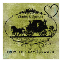 Green Damask From This Day Forward Wedding Invite