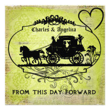 Green Damask From This Day Forward  Wedding Invite