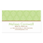 Green Damask Pattern Mom Calling Cards Business Card Template