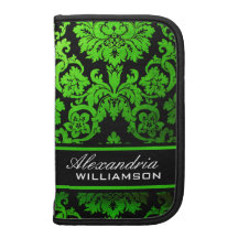 Green Damask  Smartphone Rickshaw Folio Organizer